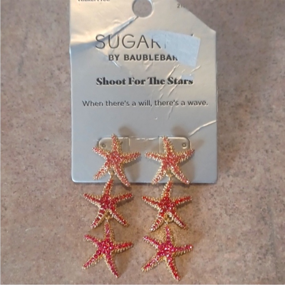 NWT Unique Sugarfix by Baublebar "Shoot for the Stars" Starfish Dangle  Earrings